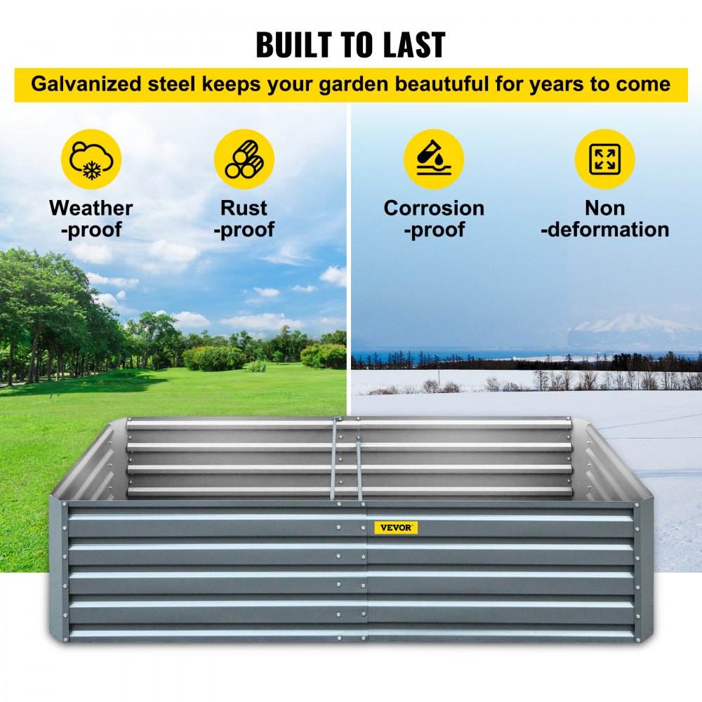 Galvanized Raised Garden Bed, 80" x 40" x 19" Metal Planter Box, Gray Steel Plant Raised Garden Bed Kit, Planter Boxes Outdoor for Growing Vegetables,Flowers,Fruits,Herbs,and Succulents