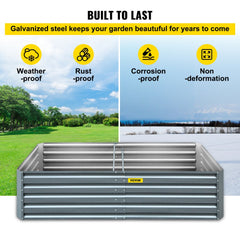 Galvanized Raised Garden Bed, 80" x 40" x 19" Metal Planter Box, Gray Steel Plant Raised Garden Bed Kit, Planter Boxes Outdoor for Growing Vegetables,Flowers,Fruits,Herbs,and Succulents