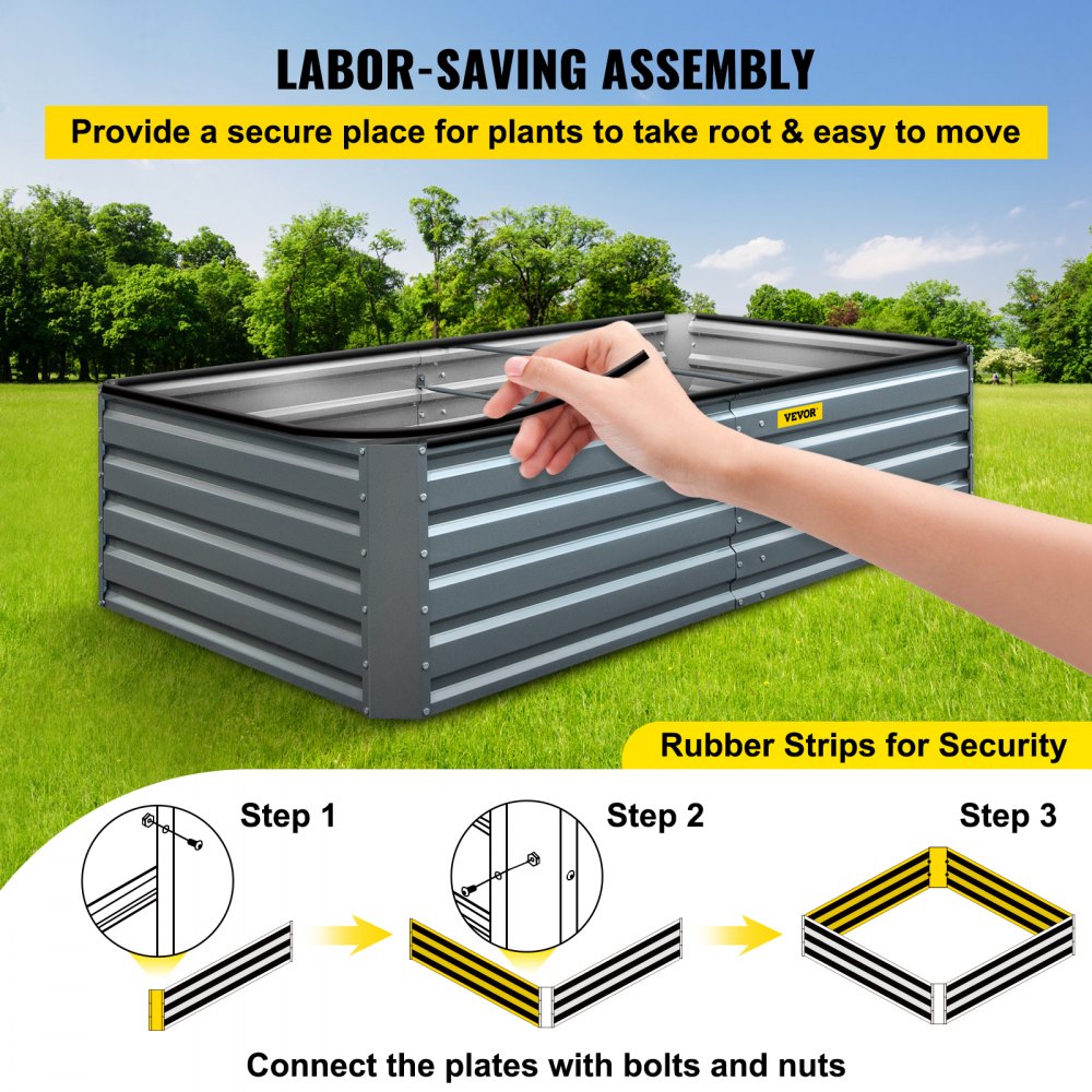 Galvanized Raised Garden Bed, 80" x 40" x 19" Metal Planter Box, Gray Steel Plant Raised Garden Bed Kit, Planter Boxes Outdoor for Growing Vegetables,Flowers,Fruits,Herbs,and Succulents