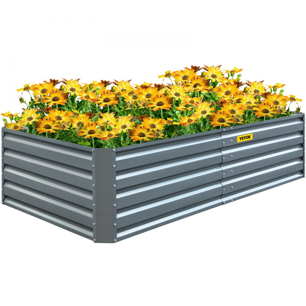 Galvanized Raised Garden Bed, 80" x 40" x 19" Metal Planter Box, Gray Steel Plant Raised Garden Bed Kit, Planter Boxes Outdoor for Growing Vegetables,Flowers,Fruits,Herbs,and Succulents