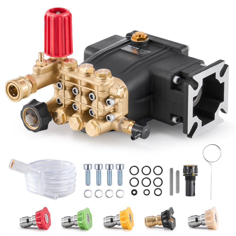 Pressure Washer Pump 3/4" Shaft Horizontal Triplex Plunger 3300 PSI 2.5GPM