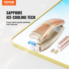 IPL Hair Removal, Permanent Hair Removal with Sapphire Ice Cooling System, Painless At-Home Hair Removal Device for Women Men, Auto/Manual Modes, 5 Levels for Body & Face