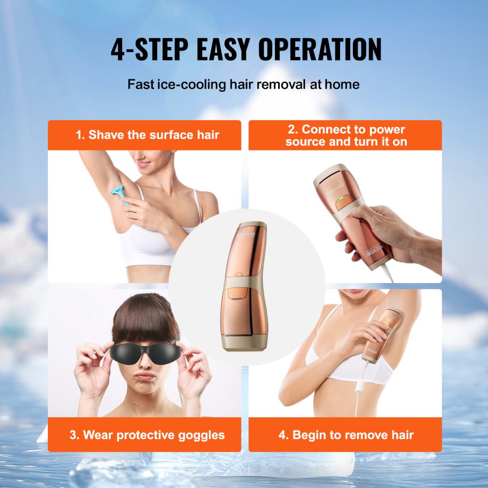 IPL Hair Removal, Permanent Hair Removal with Sapphire Ice Cooling System, Painless At-Home Hair Removal Device for Women Men, Auto/Manual Modes, 5 Levels for Body & Face