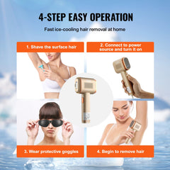 IPL Hair Removal, Permanent Hair Removal with Sapphire Ice Cooling System, Painless At-Home Hair Removal Device for Women Men, Auto/Manual Modes, 5 Levels for Body & Face