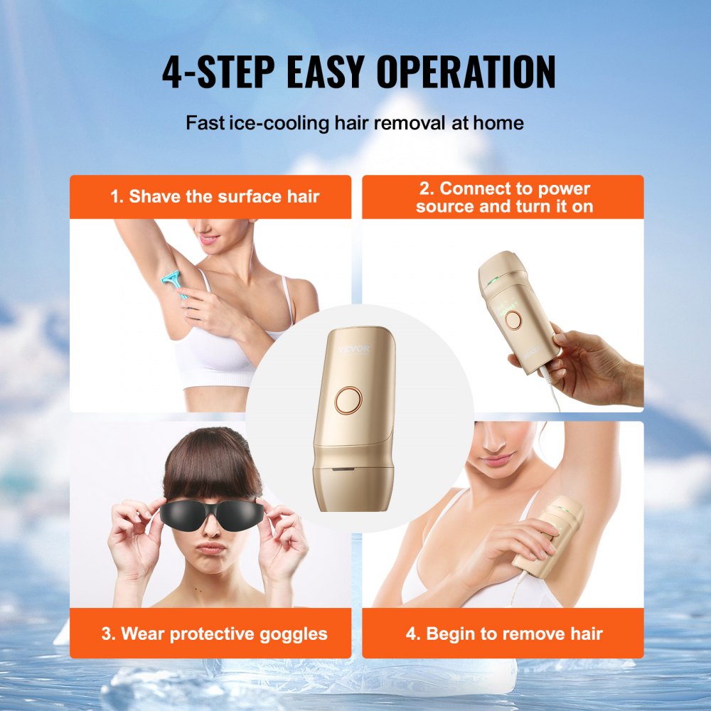 IPL Hair Removal, Permanent Hair Removal with Ice Cooling System for Women Men, Auto/Manual Modes & 5 Levels, Painless At-Home Hair Removal Device for Legs, Arms, Armpits, Bikini Line