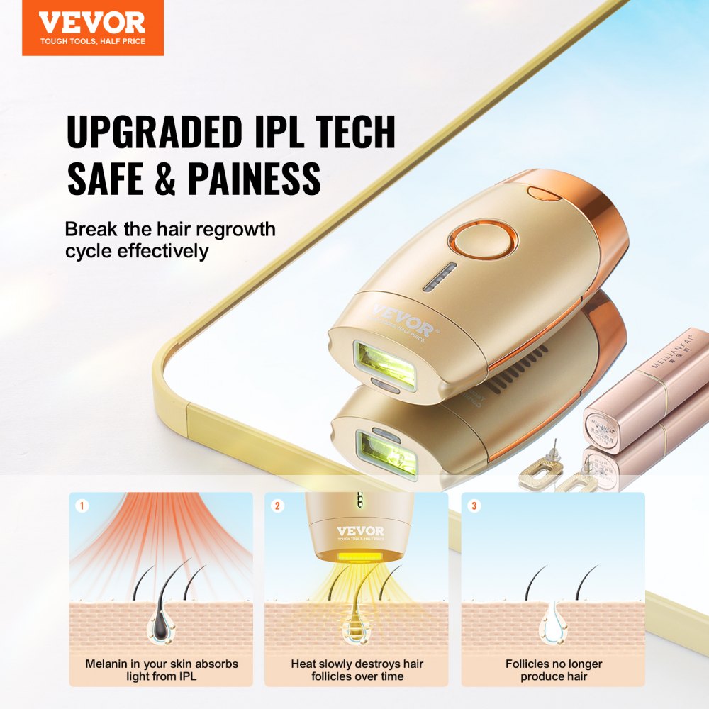 IPL Hair Removal, Permanent Hair Removal for Women and Men, Auto/Manual Modes & 5 Adjustable Levels, Painless At-Home Hair Removal Device for Legs, Armpits, Bikini Line, Whole Body