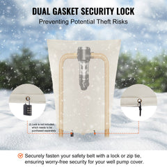 Fiber Cotton Well Head Pump Cover, 20``W x 34``H, Pipe Insulation Cover Sprinkler Cover for Outside Backflow Valve Cover, 600D PVC Oxford Polyester Surface Aluminum Film Thermal Insulation Layer