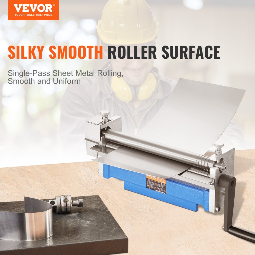 Bostome 12.6" slip roll machine with precision-ground rollers for bending 20 gauge sheet metal.