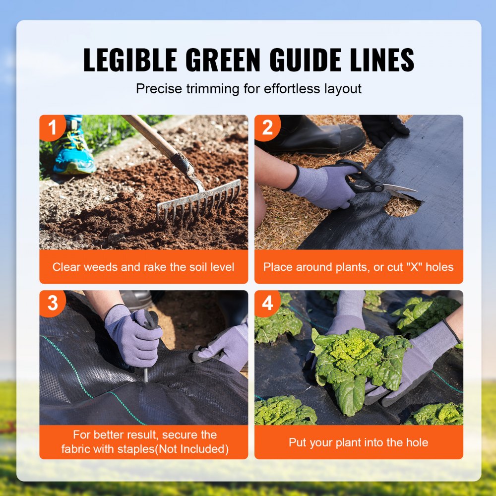Weed Barrier Landscape Fabric 4*50FT Heavy Duty Woven PP Weed Control Mat