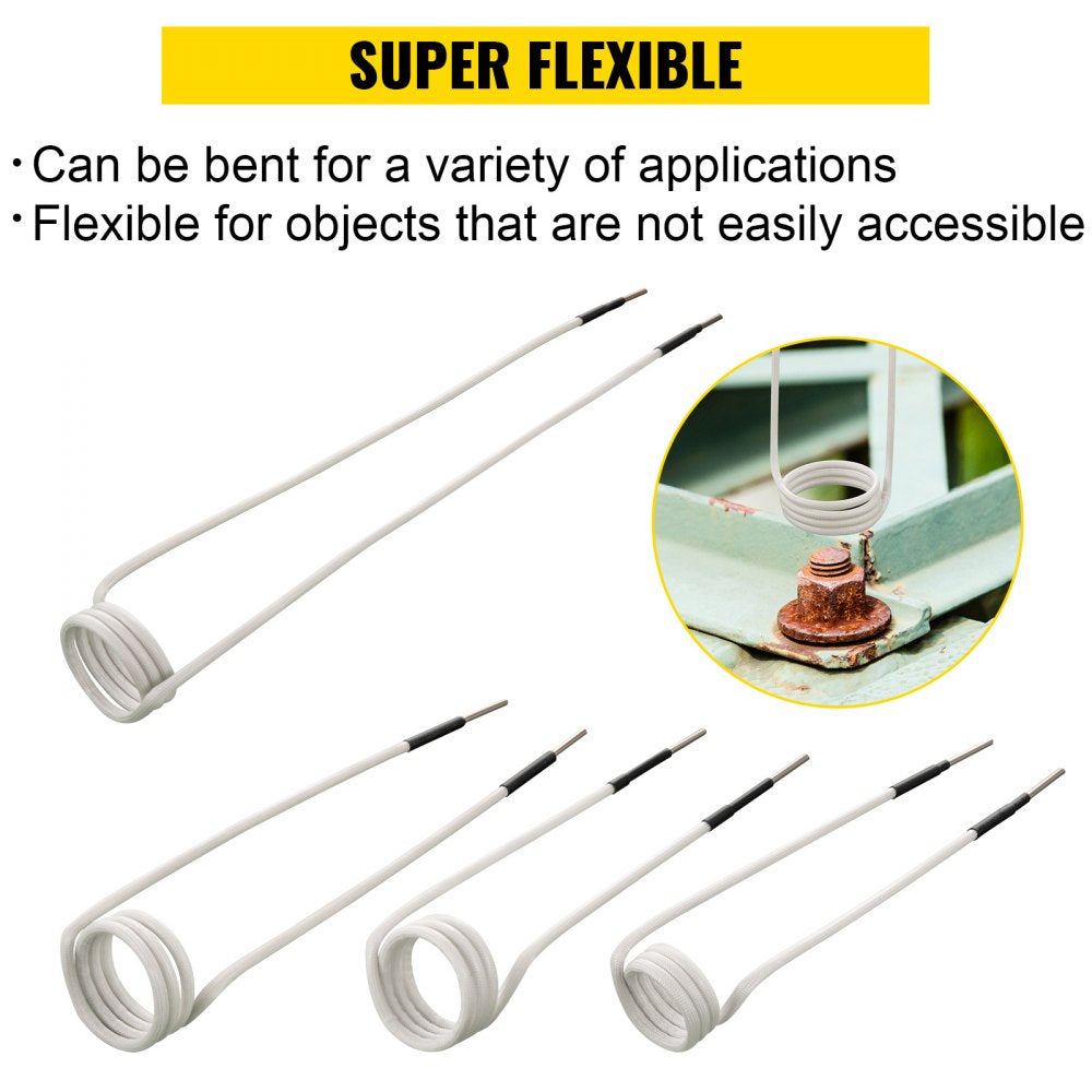 Induction Heater Coil Kit 8PCS Most Used Induction Heater Coils with Varying Lengths, Heat Resistant Induction Heater Tool with Flexibility and Long Lifespan For Removing Rusty Bolts and Nuts
