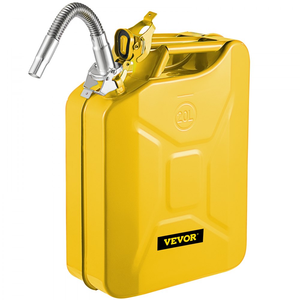 Jerry Fuel Can, 5.3 Gallon / 20 L Portable Jerry Gas Can with Flexible Spout System, Rustproof ＆ Heat-resistant Steel Fuel Tank for Cars Trucks Equipment, Yellow