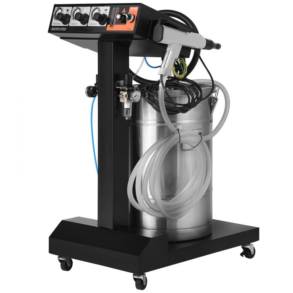 Powder Coating System, 50 W 100KV Electrostatic Output Powder Coating Kit with 50L Powder Hopper, 450g Per Minute Powder Coating Machine with Spray Gun and Trolley Base, for Indoor and Outdoor