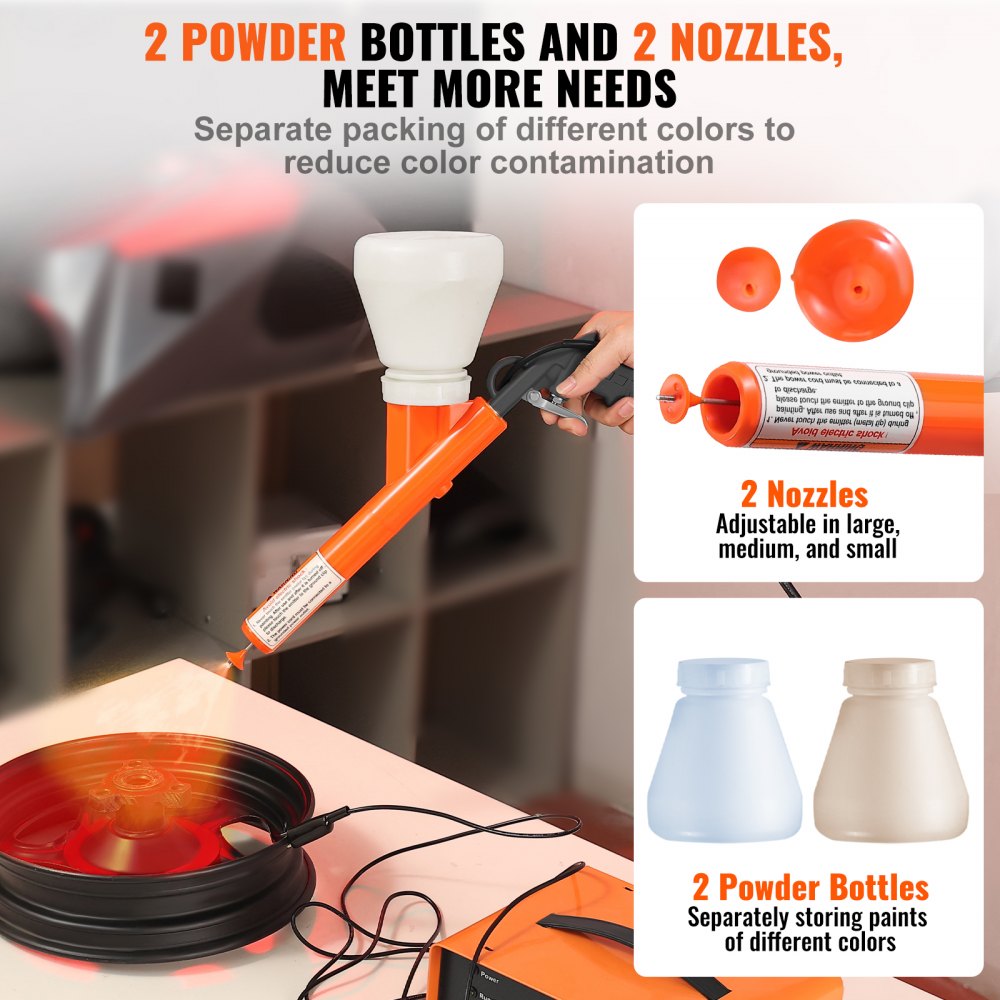 Powder Coating System, 50KV Electrostatic Output Powder Coating Kit with Foot Switch, Spray Gun, Nozzles and Powder Cups, Powder Coating Equipment for Home DIY and Commercial Production