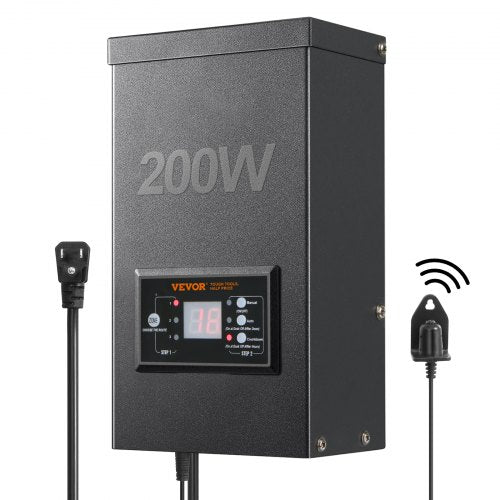 200W Low Voltage Landscape Transformer with Timer and Photocell Sensor, Waterproof Landscape Lighting Transformer, 120V AC to 12V/14V AC for Outdoor, Spotlight, Pathway Light, Pool light, ETL