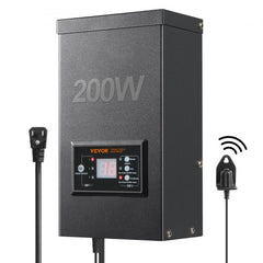 200W Low Voltage Landscape Transformer with Timer and Photocell Sensor, Waterproof Landscape Lighting Transformer, 120V AC to 12V/14V AC for Outdoor, Spotlight, Pathway Light, Pool light, ETL