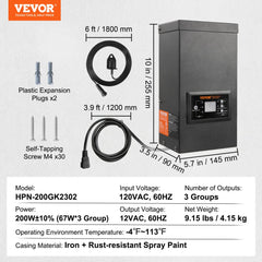 200W Low Voltage Landscape Transformer with Timer and Photocell Sensor, Waterproof Landscape Lighting Transformer, 120V AC to 12V/14V AC for Outdoor, Spotlight, Pathway Light, Pool light, ETL