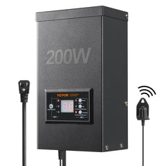 200W Low Voltage Landscape Transformer with Timer and Photocell Sensor, Waterproof Landscape Lighting Transformer, 120V AC to 12V/14V AC for Outdoor, Spotlight, Pathway Light, Pool light, ETL