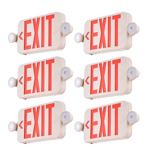 LED Exit Sign with Emergency Lights, Two LED Adjustable Heads Emergency Exit Light with Battery Backup, Combo Red Letter Fire Exit Lighting, Commercial Exit Signs Tested to UL Standards