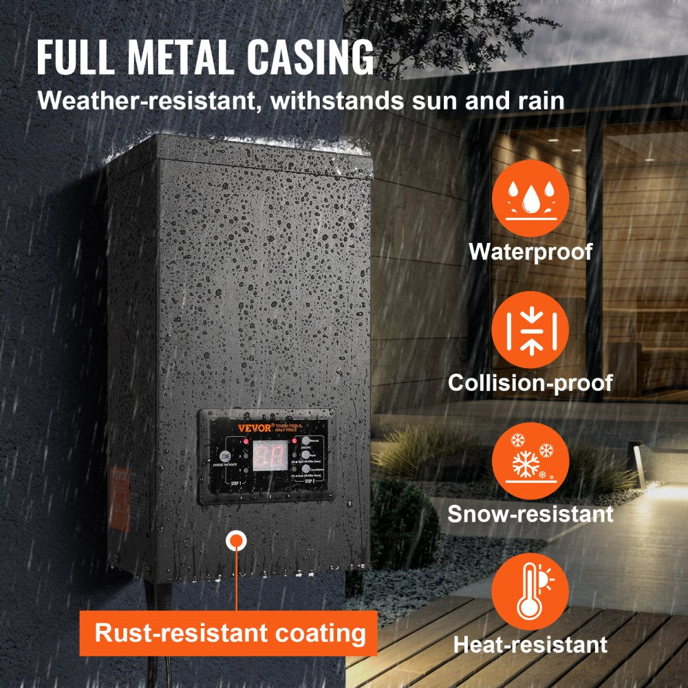 600W Low Voltage Landscape Transformer with Timer and Photocell Sensor, Waterproof Landscape Lighting Transformer, 120V AC to 12V/14V AC for Outdoor, Spotlight, Pathway Light, Pool light, ETL