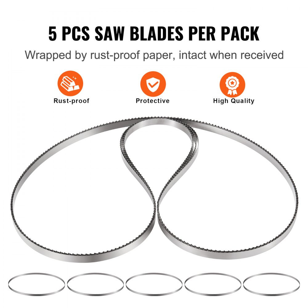 Band Saw Blade for Cutting Meat Bone 83.5"x0.63"x0.02" Carbon Steel 5 PCS