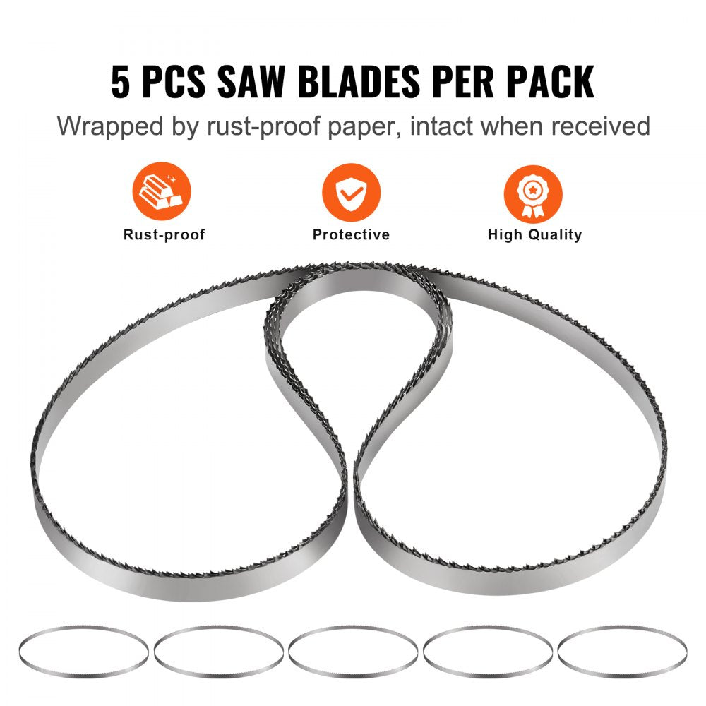 Band Saw Blade for Cutting Meat Bone 51.2"x0.63"x0.02" Carbon Steel 5 PCS