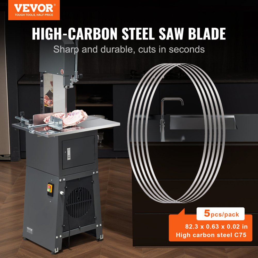 Band Saw Blade for Cutting Meat Bone 82.3"x0.63"x0.02" Carbon Steel 5 PCS