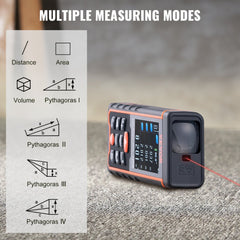 Bostome Laser Distance Measure with Colorlit LCD, measuring up to 328ft with 1/16" accuracy.