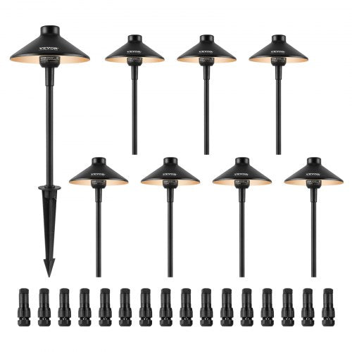 8 Pack Low Voltage Landscape Path Lights, 3W 210LM 12V-24VAC/DC Outdoor LED Pathway Lighting, 3000K Warm White Walkway Lights with Quick Connectors, IP66 Waterproof for Yard Garden Sidewalk