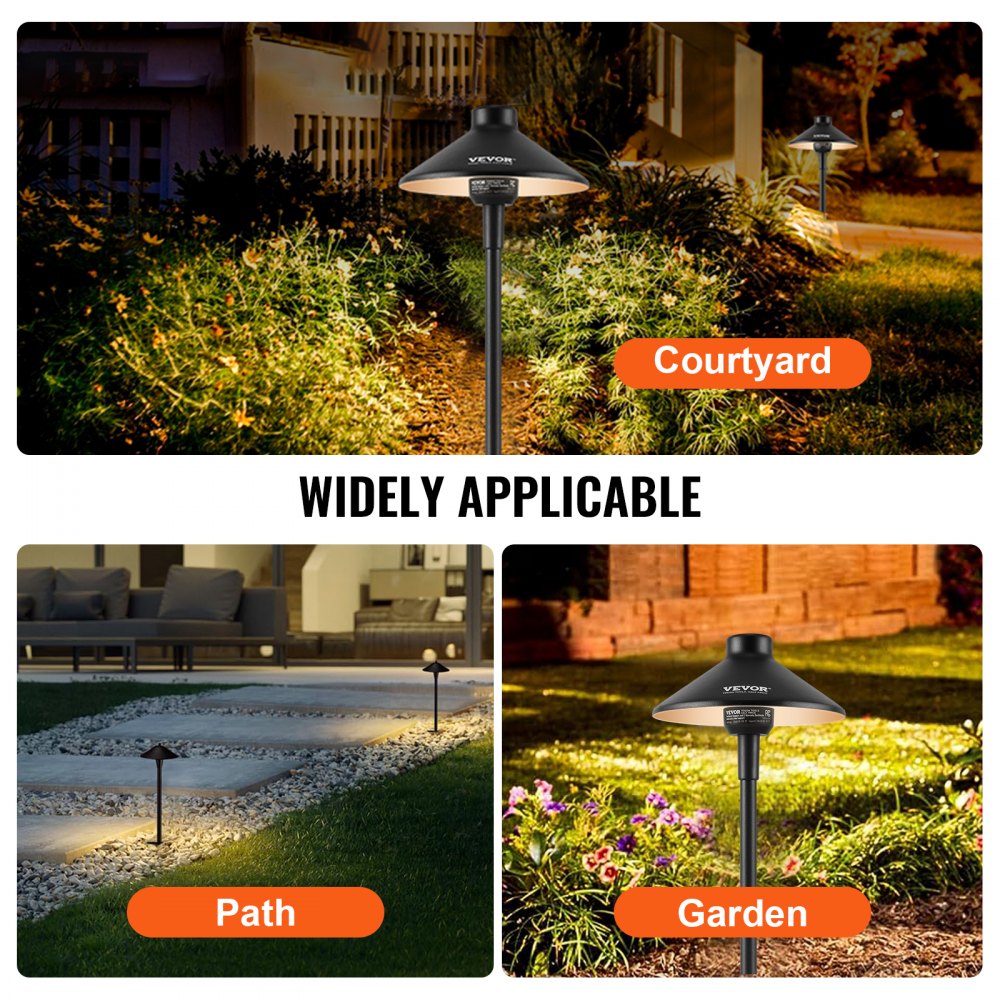 8 Pack Low Voltage Landscape Path Lights, 3W 210LM 12V-24VAC/DC Outdoor LED Pathway Lighting, 3000K Warm White Walkway Lights with Quick Connectors, IP66 Waterproof for Yard Garden Sidewalk