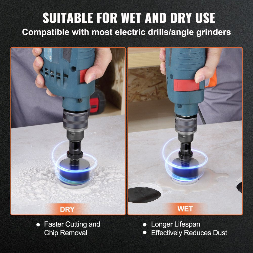 Bostome 10-PC Diamond Core Drill Bit Set with various sizes for tile and porcelain drilling.
