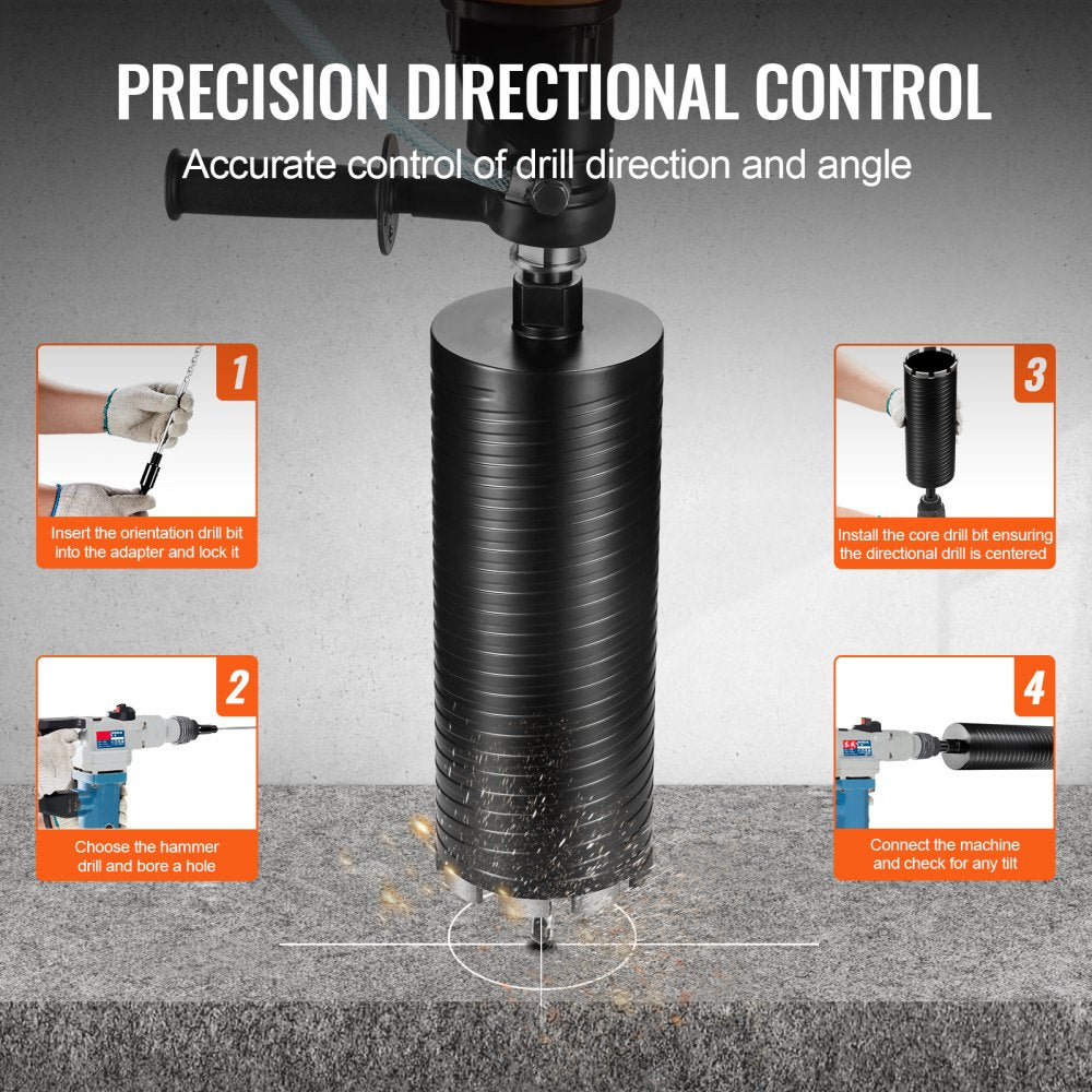 4-inch diamond core drill bit for wet or dry drilling in concrete and brick.