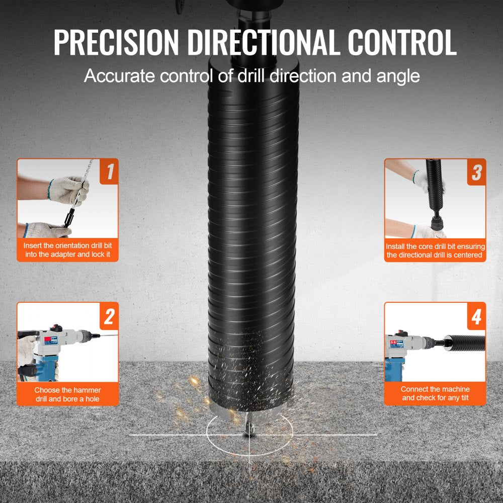 2.5-inch wet/dry diamond core drill bit for concrete with 9.5-inch depth and 5/8"-11 thread.