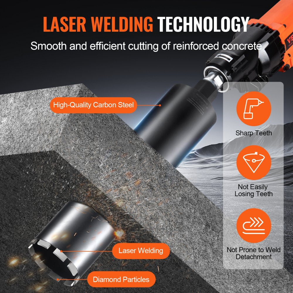 Bostome 4.25" wet diamond core drill bit with laser-welded head for deep drilling.