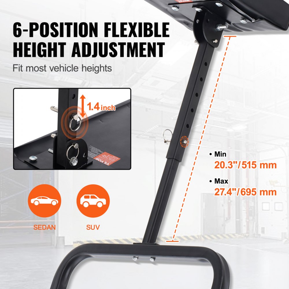 40 in Under Dash Creeper 330 lbs Rolling Garage Creeper Height Adjustable