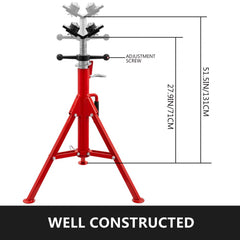 Bostome 1107A Pipe Jack Stand with adjustable height, heavy-duty steel, and V-Head design.
