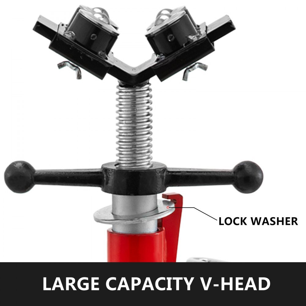 Bostome 1107A Pipe Jack Stand with adjustable height, heavy-duty steel, and V-Head for stability.