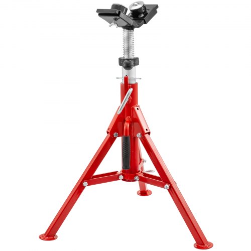 Bostome 1107C Pipe Jack Stand with 2-ball V-head and folding legs for stable support.