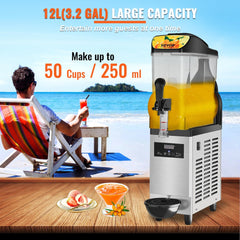 Commercial Slushy Machine, 12L/3.2Gal Single Bowl, 50 Cups Margarita Machine, 500W Stainless Steel Margarita Smoothie Frozen Drink Maker, Slushie Machine for Party Cafe Restaurants Bars Home Use