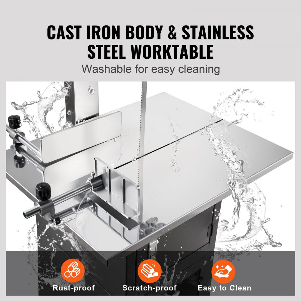 850W Commercial Electric Meat Bandsaw Stainless Steel Bone Sawing Machine