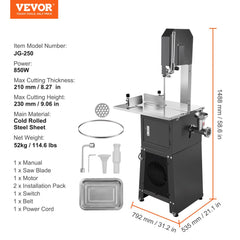 850W Commercial Electric Meat Bandsaw Stainless Steel Bone Sawing Machine
