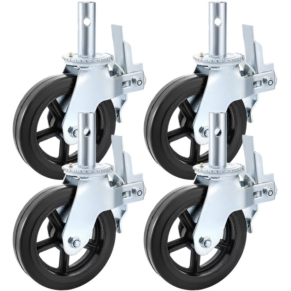 4 Pack Scaffolding Caster Wheels 8 x 2 Inch with Dual Locking Rubber Swivel Caster 360 Degrees Heavy Duty Casters 1100LBS Capacity per Wheel