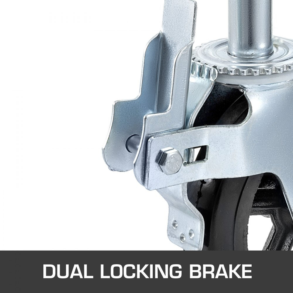 4 Pack Scaffolding Caster Wheels 8 x 2 Inch with Dual Locking Rubber Swivel Caster 360 Degrees Heavy Duty Casters 1100LBS Capacity per Wheel