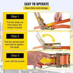 Ratchet Tie Down Straps, 2`` x 15.6` Heavy Duty Ratchet Straps with Snap Hooks, 4000 lbs Working Load, 4 Pack Tie Down Set Includes 8 Axle Straps for Moving Motorcycle, Cargo & Daily Use