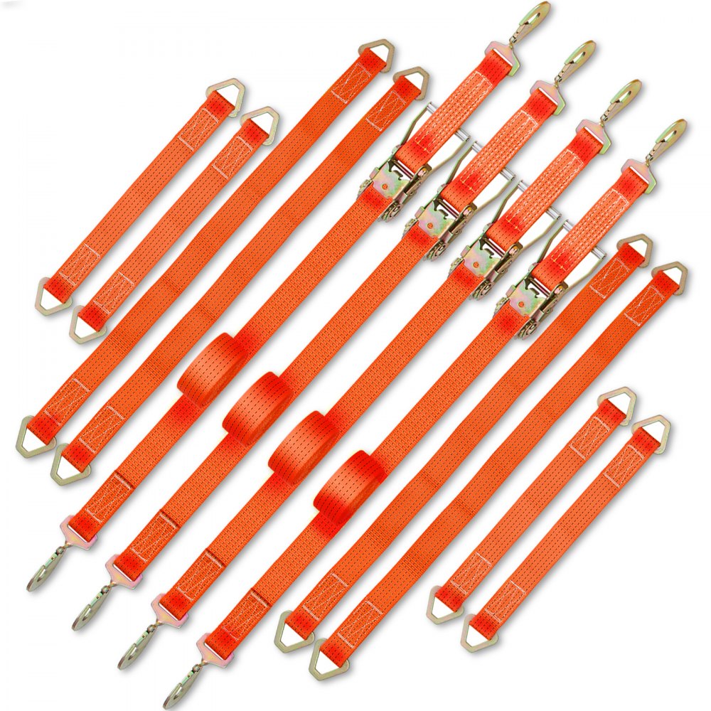 Ratchet Tie Down Straps, 2`` x 15.6` Heavy Duty Ratchet Straps with Snap Hooks, 4000 lbs Working Load, 4 Pack Tie Down Set Includes 8 Axle Straps for Moving Motorcycle, Cargo & Daily Use