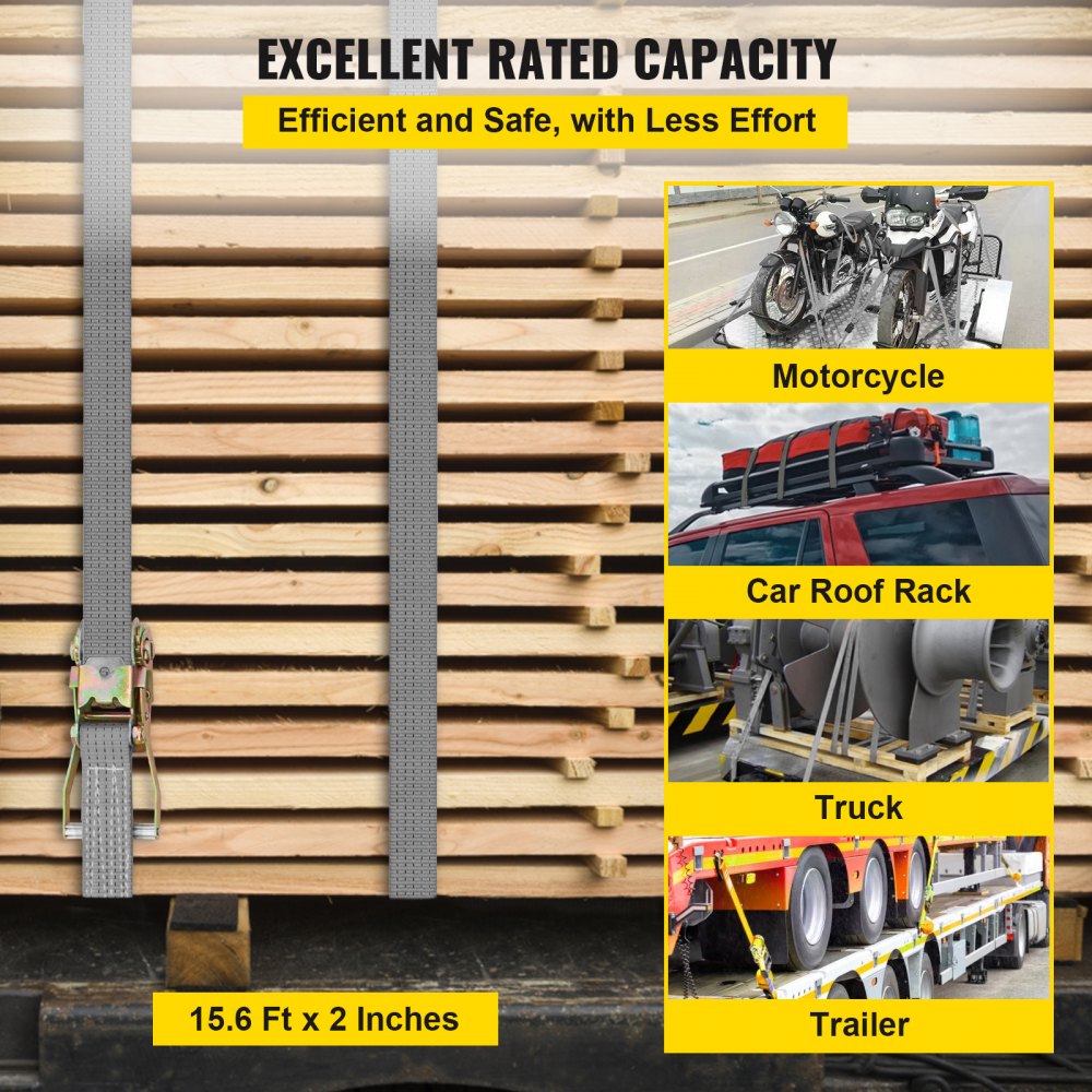Ratchet Tie Down Straps, 2`` x 15.6` Heavy Duty Ratchet Straps with Snap Hooks, 4000 lbs Working Load, 4 Pack Tie Down Set Includes 8 Axle Straps for Moving Motorcycle, Cargo & Daily Use