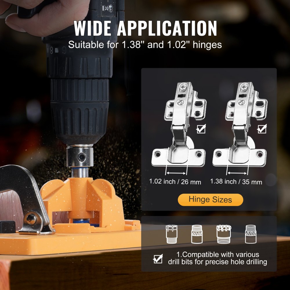 Bostome concealed hinge jig kit for precise 35mm cabinet door hinge installations.