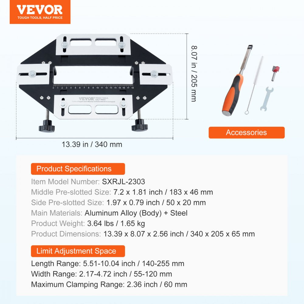 Aluminum alloy door hinge jig with adjustable scales for precise woodworking installations.