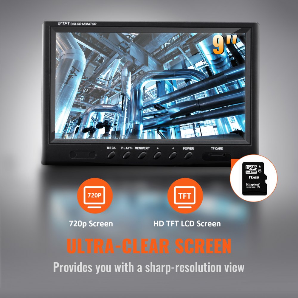 Bostome 9-inch sewer camera with 720p display and 393 ft cable for pipe inspections.