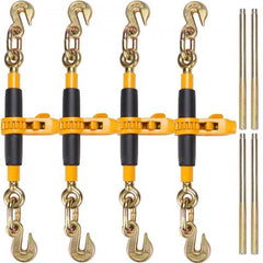 Ratchet Chain Binder, 3/8"-1/2" Heavy Duty Load Binders, with G80 Hooks 12000 lbs Secure Load Limit, Labor-saving Anti-skid Handle, Tie Down Hauling Chain Binders for Flatbed Truck Trailer, 4 Pc