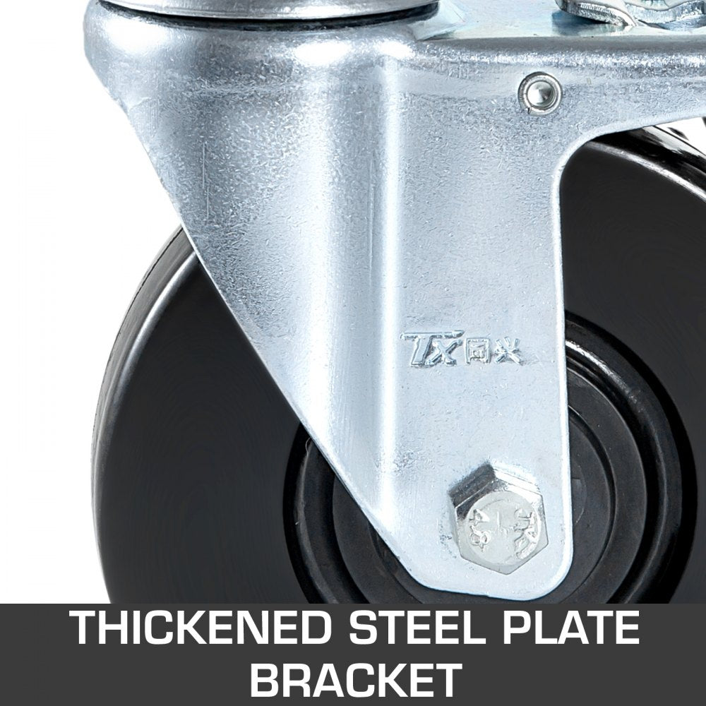 Baker Scaffold Wheels 4 Pack 5" Scaffolding Wheels 1" Solid Round Stem 280LBS Wheels for Scaffolding Rubber Scaffold Wheels with Dual Locking Heavy Duty Casters Capacity